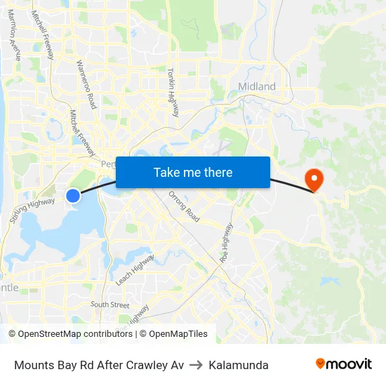 Mounts Bay Rd After Crawley Av to Kalamunda map
