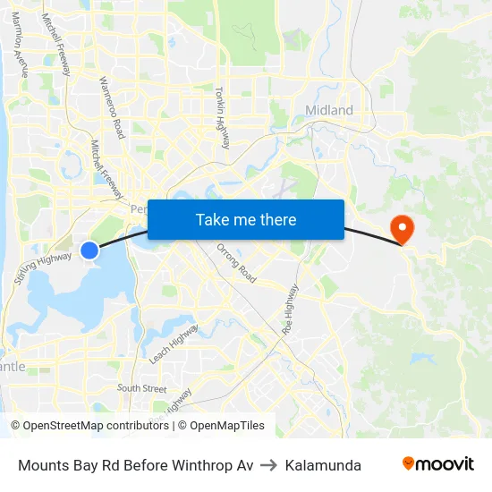 Mounts Bay Rd Before Winthrop Av to Kalamunda map