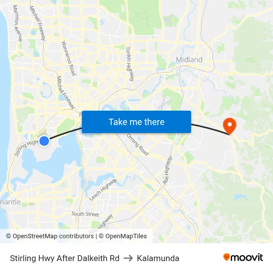 Stirling Hwy After Dalkeith Rd to Kalamunda map