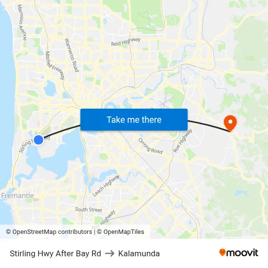 Stirling Hwy After Bay Rd to Kalamunda map
