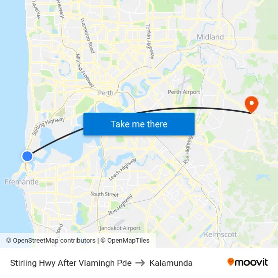 Stirling Hwy After Vlamingh Pde to Kalamunda map
