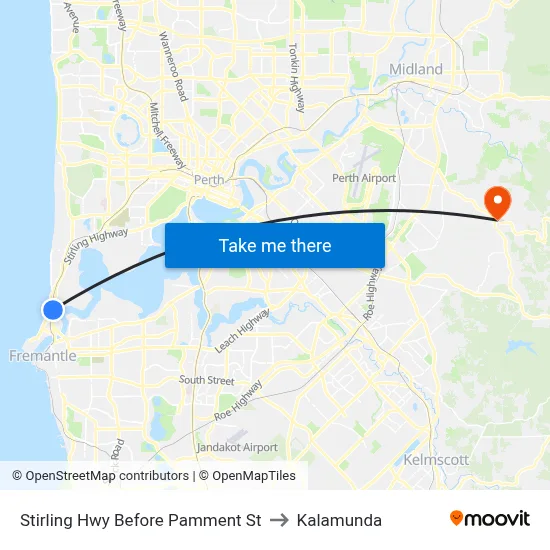 Stirling Hwy Before Pamment St to Kalamunda map