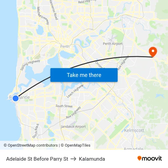 Adelaide St Before Parry St to Kalamunda map