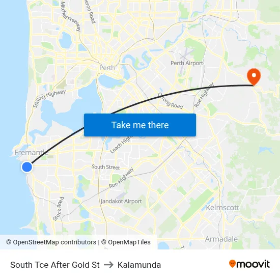 South Tce After Gold St to Kalamunda map