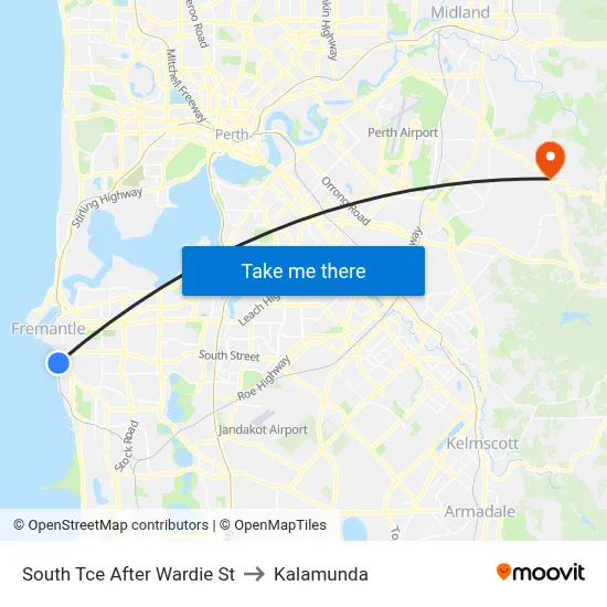 South Tce After Wardie St to Kalamunda map