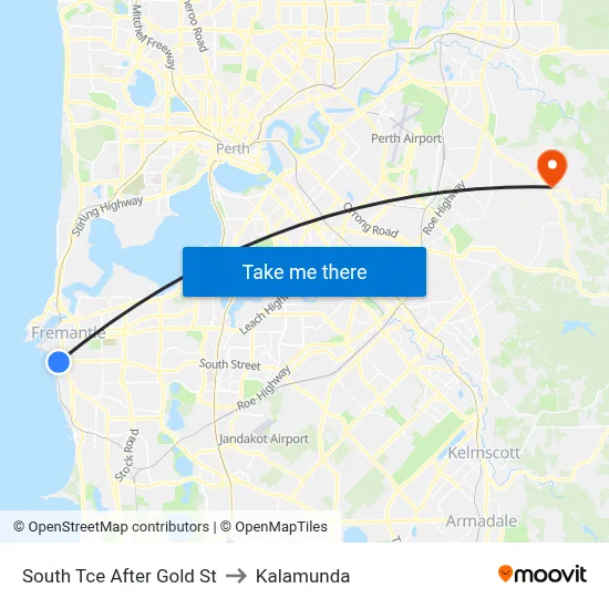South Tce After Gold St to Kalamunda map