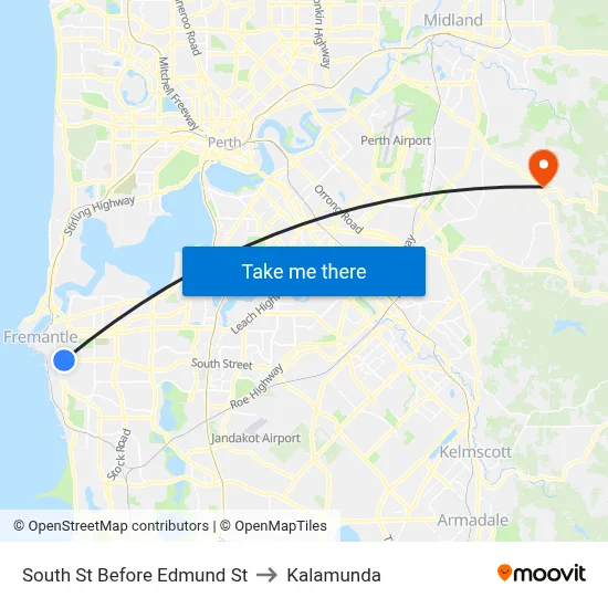 South St Before Edmund St to Kalamunda map