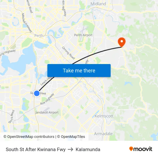 South St After Kwinana Fwy to Kalamunda map