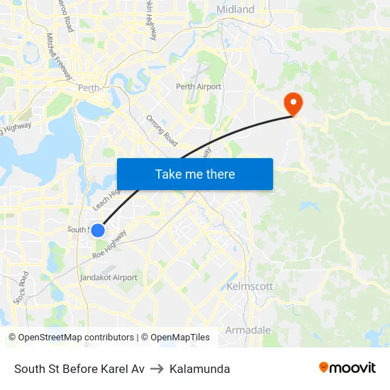 South St Before Karel Av to Kalamunda map
