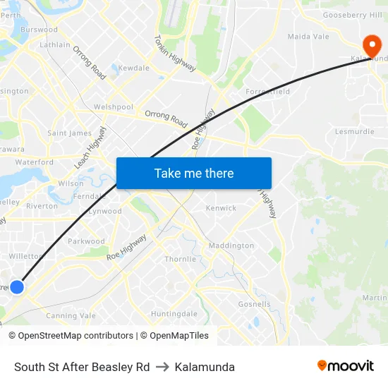 South St After Beasley Rd to Kalamunda map