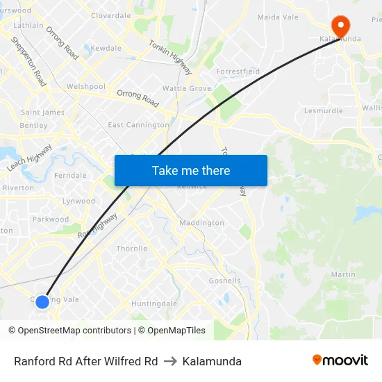Ranford Rd After Wilfred Rd to Kalamunda map