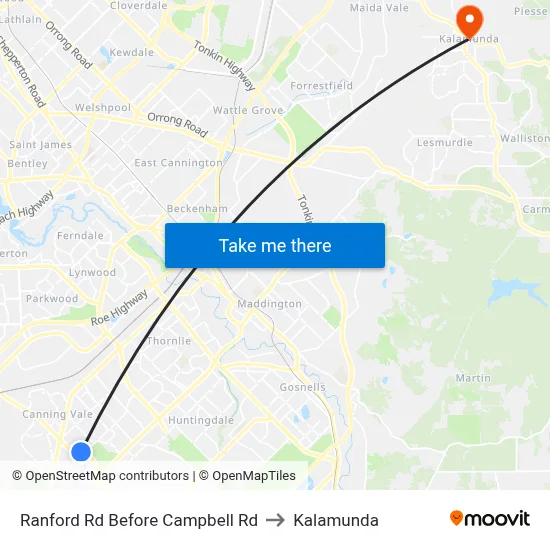 Ranford Rd Before Campbell Rd to Kalamunda map