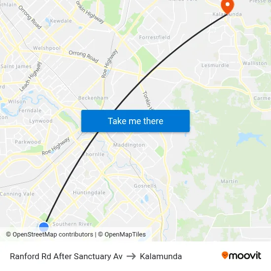 Ranford Rd After Sanctuary Av to Kalamunda map