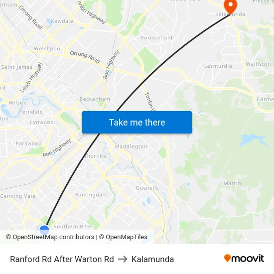 Ranford Rd After Warton Rd to Kalamunda map