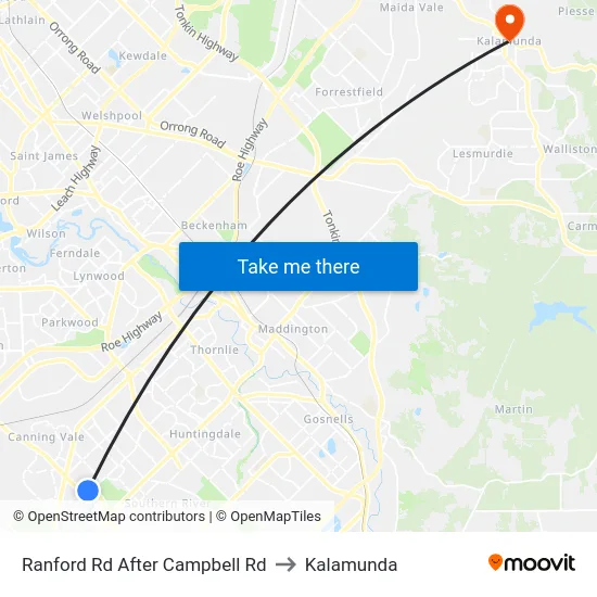 Ranford Rd After Campbell Rd to Kalamunda map