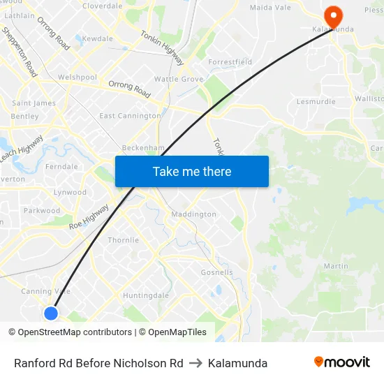 Ranford Rd Before Nicholson Rd to Kalamunda map