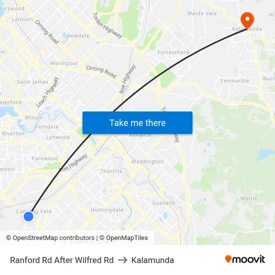 Ranford Rd After Wilfred Rd to Kalamunda map