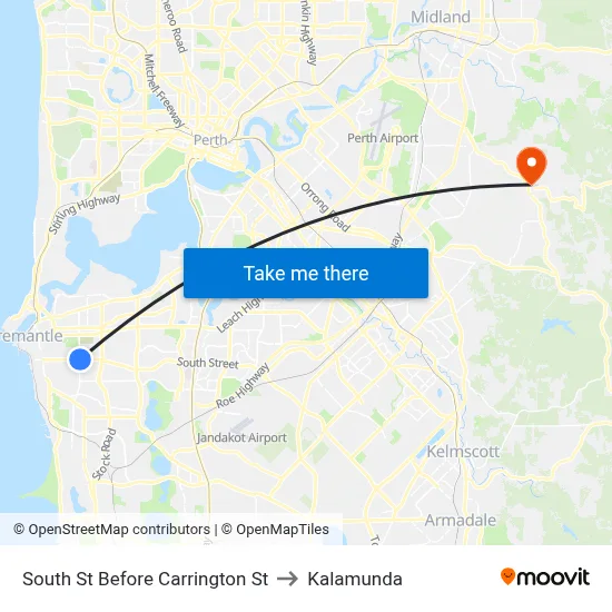 South St Before Carrington St to Kalamunda map