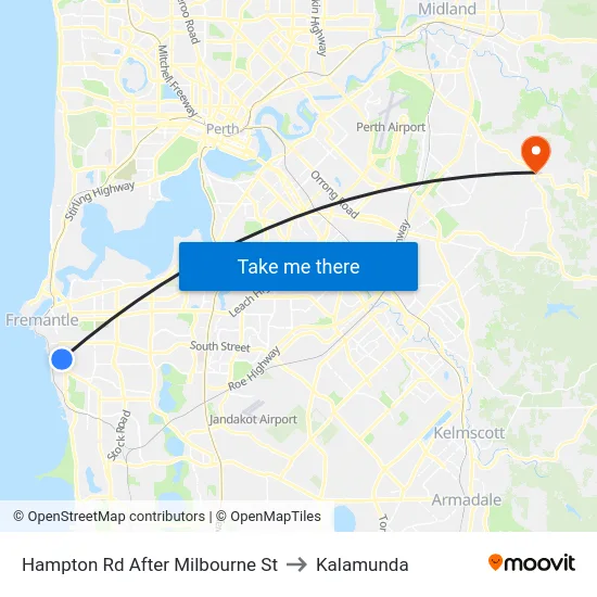 Hampton Rd After Milbourne St to Kalamunda map