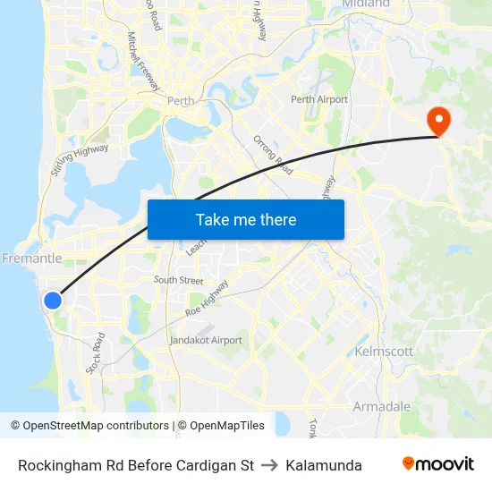 Rockingham Rd Before Cardigan St to Kalamunda map