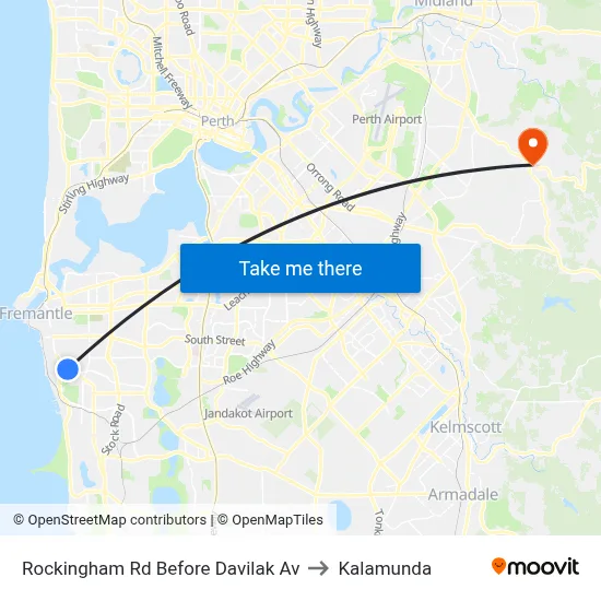 Rockingham Rd Before Davilak Av to Kalamunda map