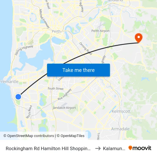 Rockingham Rd Hamilton Hill Shopping Ctr to Kalamunda map
