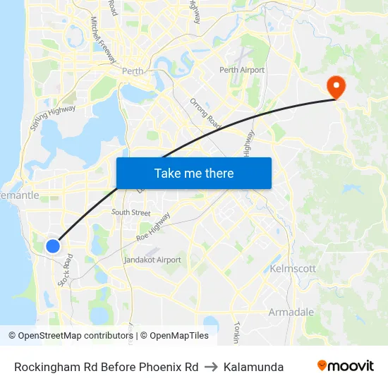 Rockingham Rd Before Phoenix Rd to Kalamunda map
