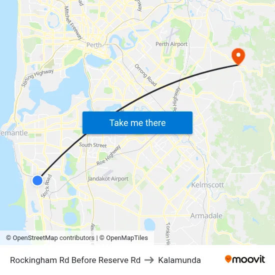 Rockingham Rd Before Reserve Rd to Kalamunda map
