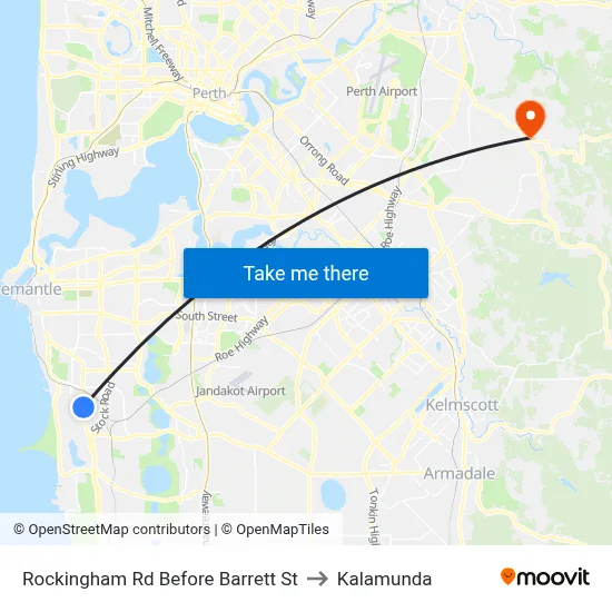 Rockingham Rd Before Barrett St to Kalamunda map