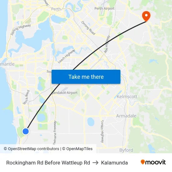 Rockingham Rd Before Wattleup Rd to Kalamunda map