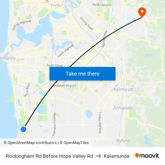 Rockingham Rd Before Hope Valley Rd to Kalamunda map