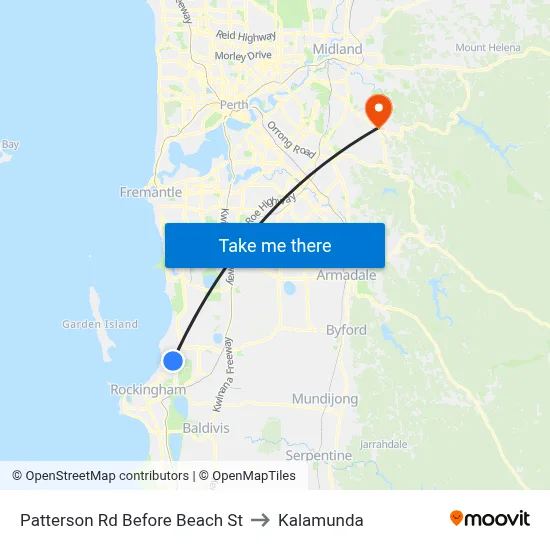 Patterson Rd Before Beach St to Kalamunda map