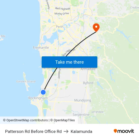 Patterson Rd Before Office Rd to Kalamunda map