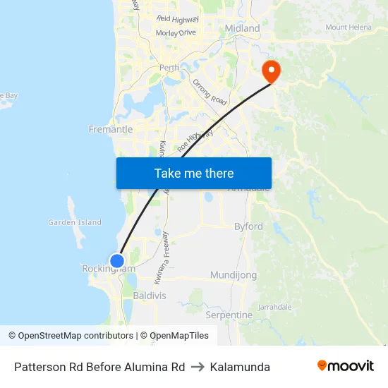 Patterson Rd Before Alumina Rd to Kalamunda map