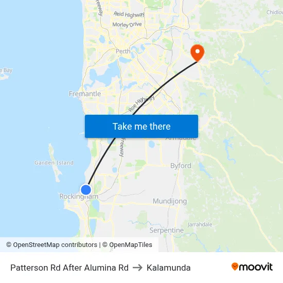 Patterson Rd After Alumina Rd to Kalamunda map