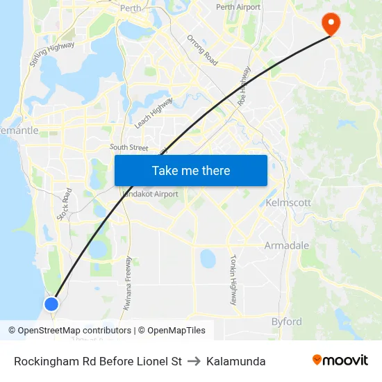Rockingham Rd Before Lionel St to Kalamunda map