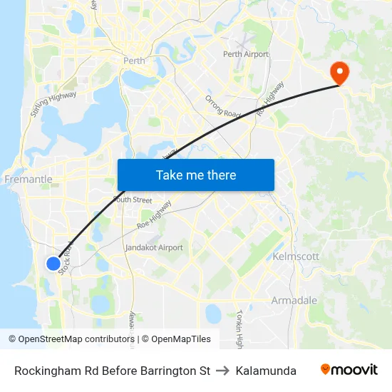 Rockingham Rd Before Barrington St to Kalamunda map