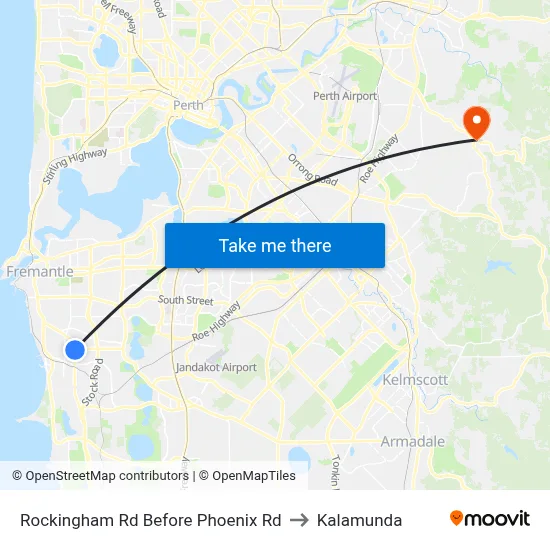 Rockingham Rd Before Phoenix Rd to Kalamunda map