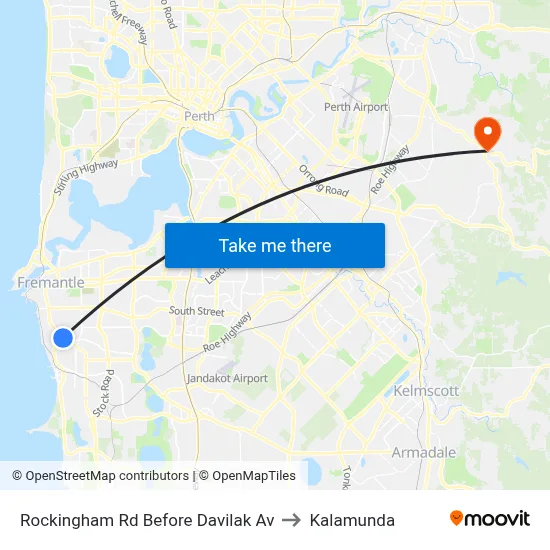 Rockingham Rd Before Davilak Av to Kalamunda map