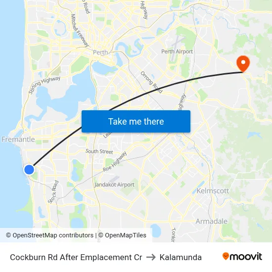 Cockburn Rd After Emplacement Cr to Kalamunda map