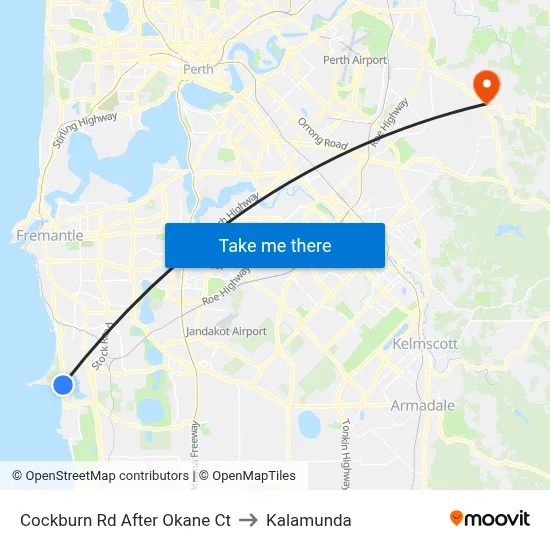 Cockburn Rd After Okane Ct to Kalamunda map