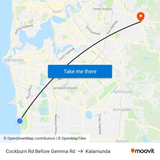 Cockburn Rd Before Gemma Rd to Kalamunda map