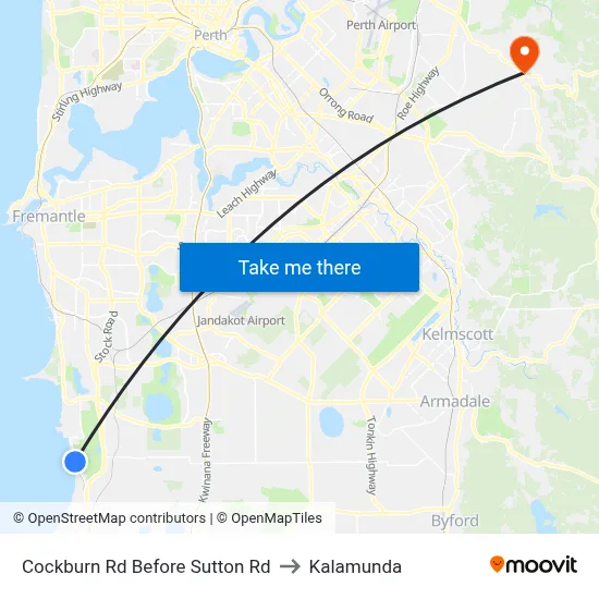 Cockburn Rd Before Sutton Rd to Kalamunda map