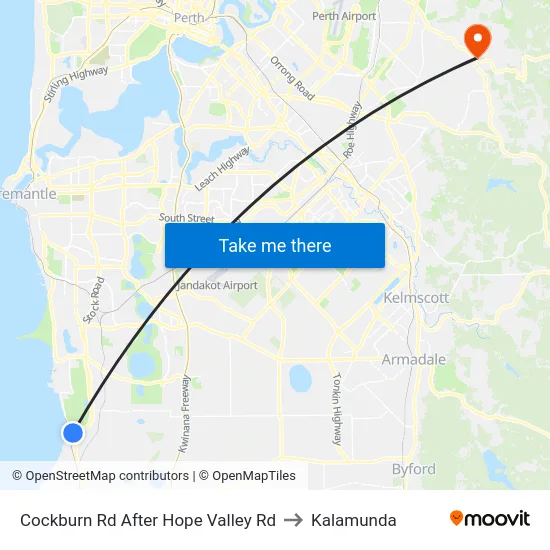 Cockburn Rd After Hope Valley Rd to Kalamunda map