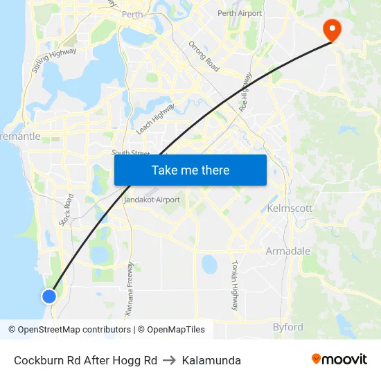 Cockburn Rd After Hogg Rd to Kalamunda map