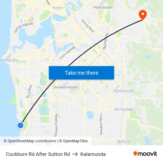 Cockburn Rd After Sutton Rd to Kalamunda map
