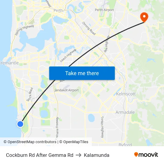 Cockburn Rd After Gemma Rd to Kalamunda map