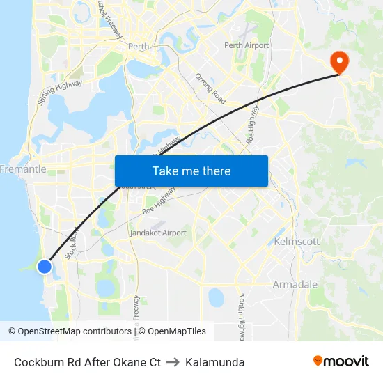Cockburn Rd After Okane Ct to Kalamunda map