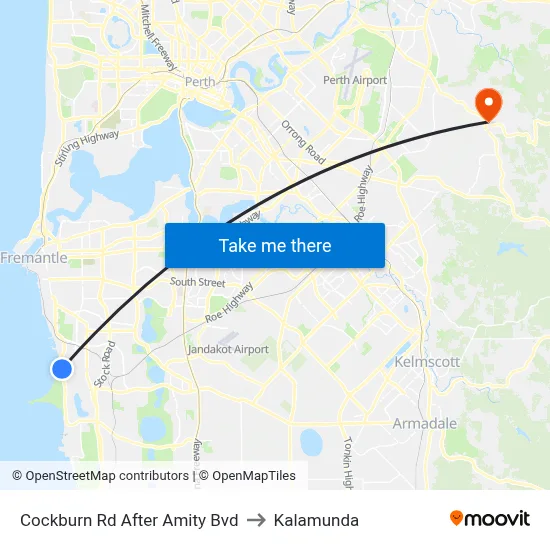 Cockburn Rd After Amity Bvd to Kalamunda map
