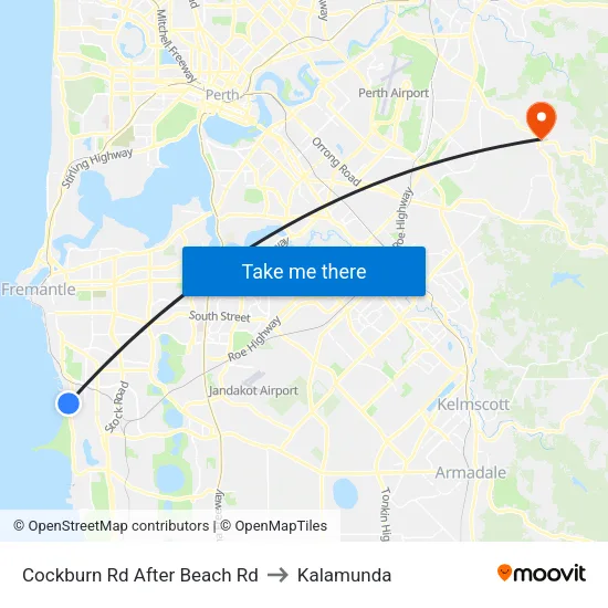 Cockburn Rd After Beach Rd to Kalamunda map